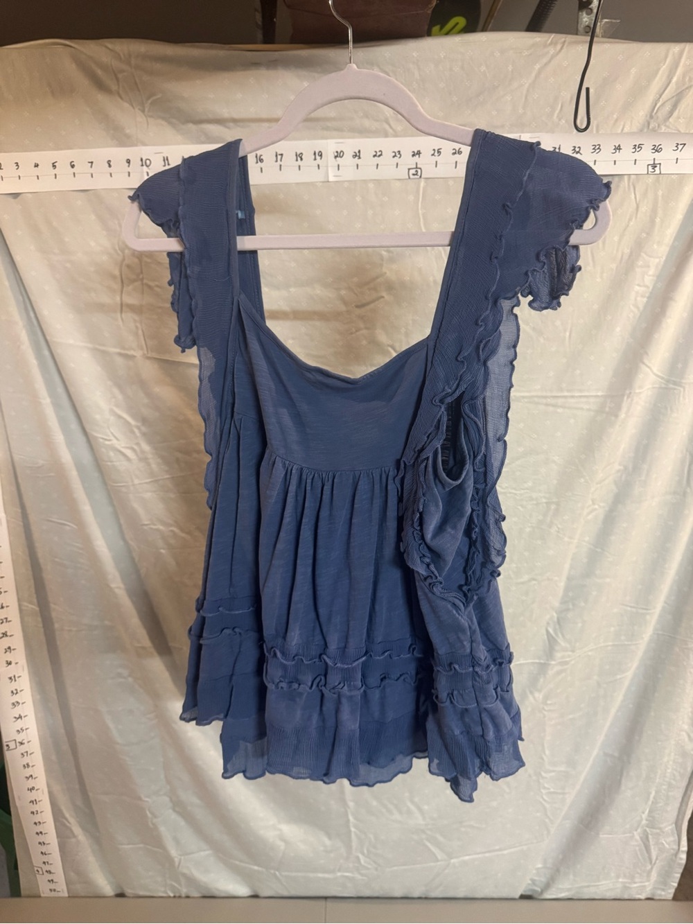 Anthropologie Blue Ruffled Scoop-Neck Camisole - Picture 3 of 6